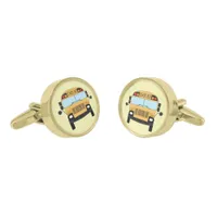 Yellow School Bus Driver Wedding Cufflinks