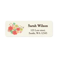 ivory Coral floral bridal shower address label