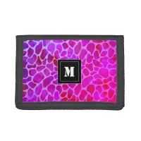 Purple and Pink Leopard Print Monogram  Trifold Wallet