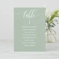 Sage Green Wedding Seating Chart Calligraphy Card