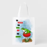 I Prefer a Frog to a Prince | Frog Artwork Grocery Bag