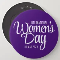 Purple Script International Women's Day March 8 Button