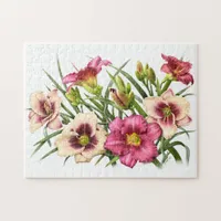 Red Daylily Bouquet Botanical Art Jigsaw Puzzle