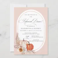 Boho Pampas Pumpkins Fall Rehearsal Dinner Invitation