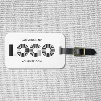 White and Black Modern Rectangular Logo Luggage Tag