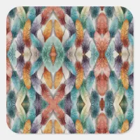 Beautiful multi colored ice crystal feathers  square sticker