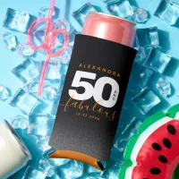 Modern Girly Orange 50 and Fabulous Seltzer Can Cooler