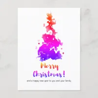 Colorful Minimalist Christmas Tree Holiday Postcard