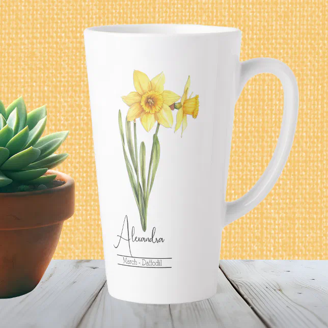 Birth Month Flower March Daffodil Latte Mug