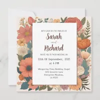 Elegant Floral Design, Soft Coral & Sage Accents Invitation