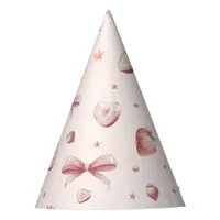 Sweet Pink Strawberry Love Heart And Stars Party Hat