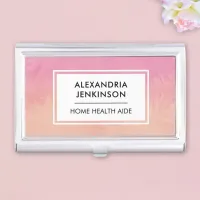 Health Aide Peach Pink Blush Cute Stylish Modern Business Card Case