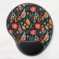 Cozy Autumn Floral Print Digital Folk Art Gel Mouse Pad