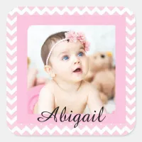 Personalized Pink Baby Photo Stickers