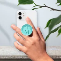 Luxury Teal Glitter Drips Sparkle Monogram PopSocket