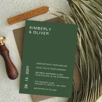 Simple Elegant Minimal Modern Green Wedding  Invitation