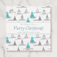 Teal Christmas Tree Pattern#5 ID1009 Favor Tags