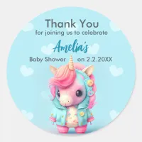 Cute Baby Unicorn | Baby Shower Classic Round Sticker
