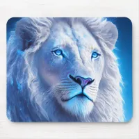 Beautiful White Mystical Lion with Blue Eyes