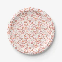 Stylish Coral Tropical Peach Garden Flowers Paper Plates