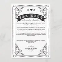 Vintage Country Western Rustic Simple Chic Wedding Menu