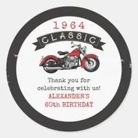 Any Age Vintage Classic Motorcycle Biker Birthday Classic Round Sticker