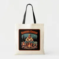 Retro Campfire Cowboy Western Grpahic Tote Bag