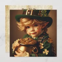 St Patrick's Leprechaun Child Pot of Gold Square Invitation