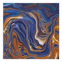 Blue and Copper Marble Poster Faux Canvas Print