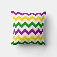 Mardi Gras Chevron Pattern Throw Pillow