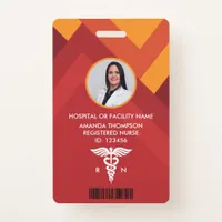 Abstract Geometric Registered Nurse Photo ID Badge