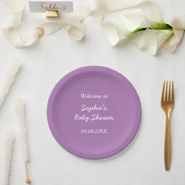 Baby Shower Gentle Purple Minimalist Paper Plates