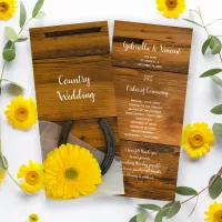 Yellow Daisy and Horseshoe Western Wedding Program