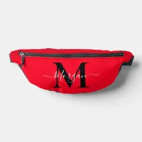 Personalize Monogram Initial Name Bright Red Fanny Pack