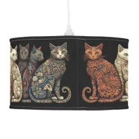Group of Cats in Victorian Wallpaper Style Ceiling Lamp