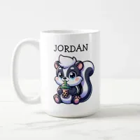 Cute Kawaii Skunk with Bubble Tea Personalized Coffee Mug