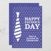 Fathers Day White Tie Blue Dots Dinner BBQ Party Invitation