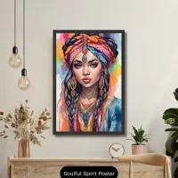 Show your Spirit Retro Female Hippie Framed Art