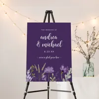 Boho Purple Wedding Sign Wildflowers Floral