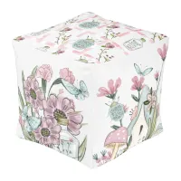 Enchanted Garden Floral Cube Pouf