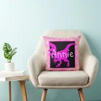 Personalized Pink Dinosaur Hide  Throw Pillow