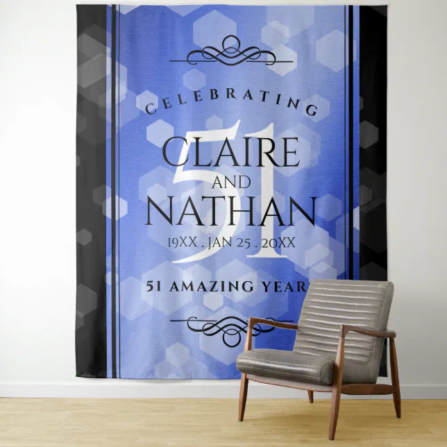 Elegant 51st Sapphire Wedding Anniversary Tapestry