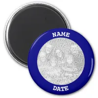 Navy Personalized Round Photo Border Magnet