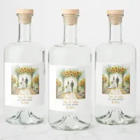 Country Sunflower Wedding Liquor Bottle Label