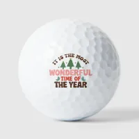 Wonderful Time Retro Groovy Christmas Holidays Golf Balls