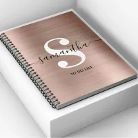 Rose Gold Foil Signature Monogram Small To Do List Notebook