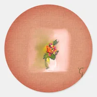 Flower vase art  classic round sticker