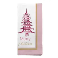 Dusty pink red Pagoda Christmas Tree Cloth Napkin