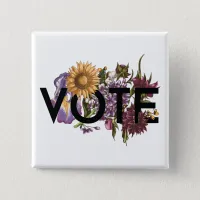 Vintage sunflower Floral Elegant Feminine Go Vote Button