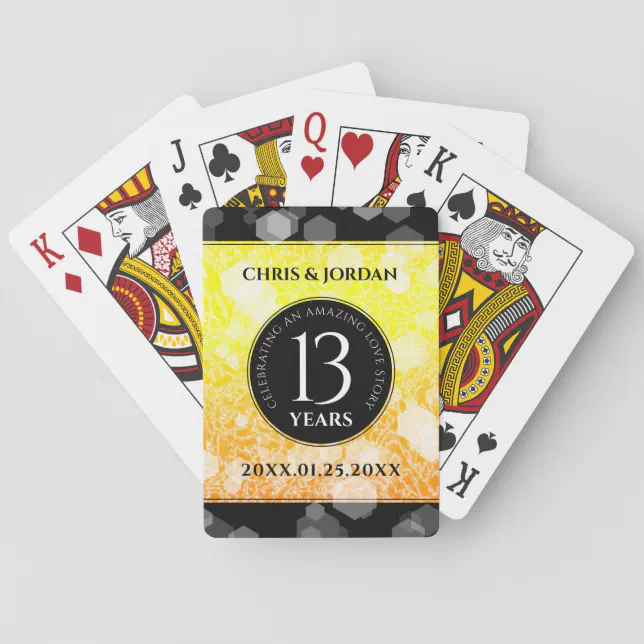 Elegant 13th Citrine Wedding Anniversary Poker Cards